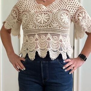 Rebellion Cream Blouse with Intricate Design